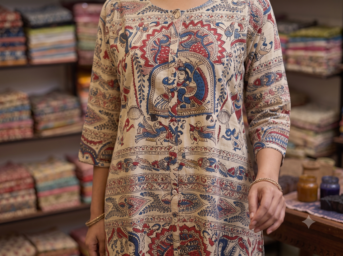 Handcrafted Madhubani Folk Art Cotton Kurti