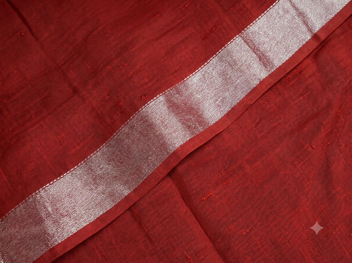 Radiant Crimson Red Fancy Linen Saree